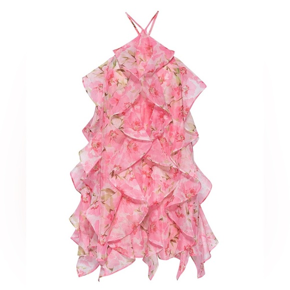NWT Misa Miah Dress In Pink Floral Coquette tiered whimsical romantic fairy M - Picture 5 of 16